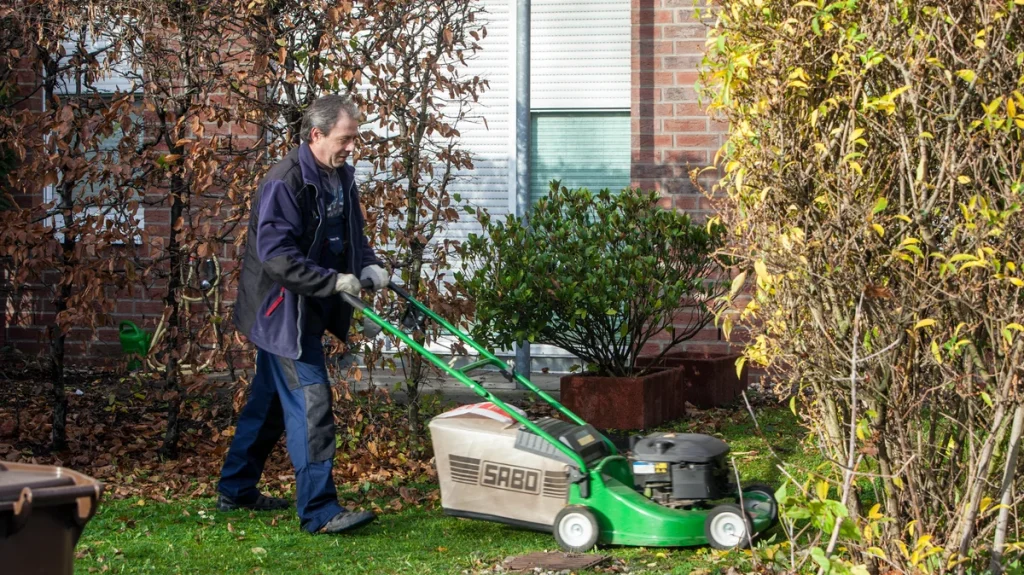 Das letzte Mähen des Rasens vor dem Winter. Verpassen Sie diesen Termin nicht
